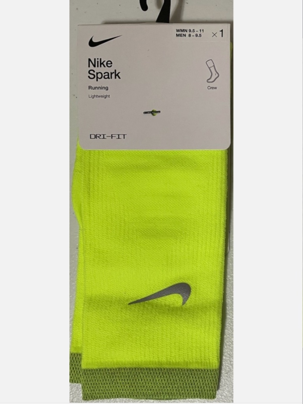 Nike Spark Unisex Lightweight Running Crew Socks Volt Yellow
